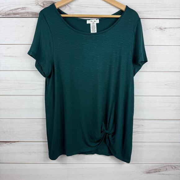 Rue Juju Women's Teal Short Sleeve Twist Hem Blouse Size XL - Picture 1 of 7